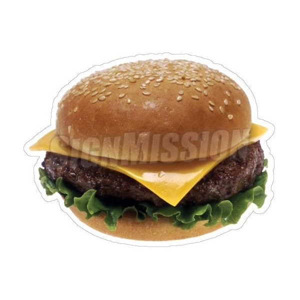 Safety Sign, 1.5 in Height, Vinyl, 48 in Length, Burger